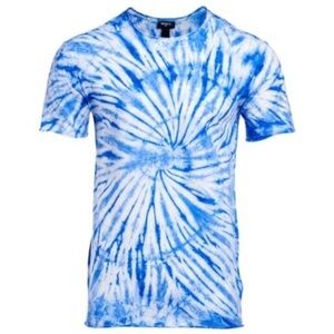 Blue & White Tie Dye Spiral Short Sleeve Tee